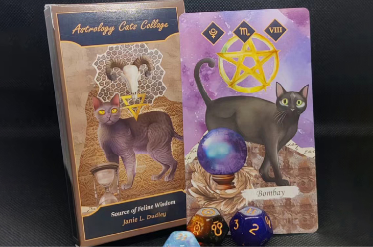 Astrology Cats Collage deck box and card
