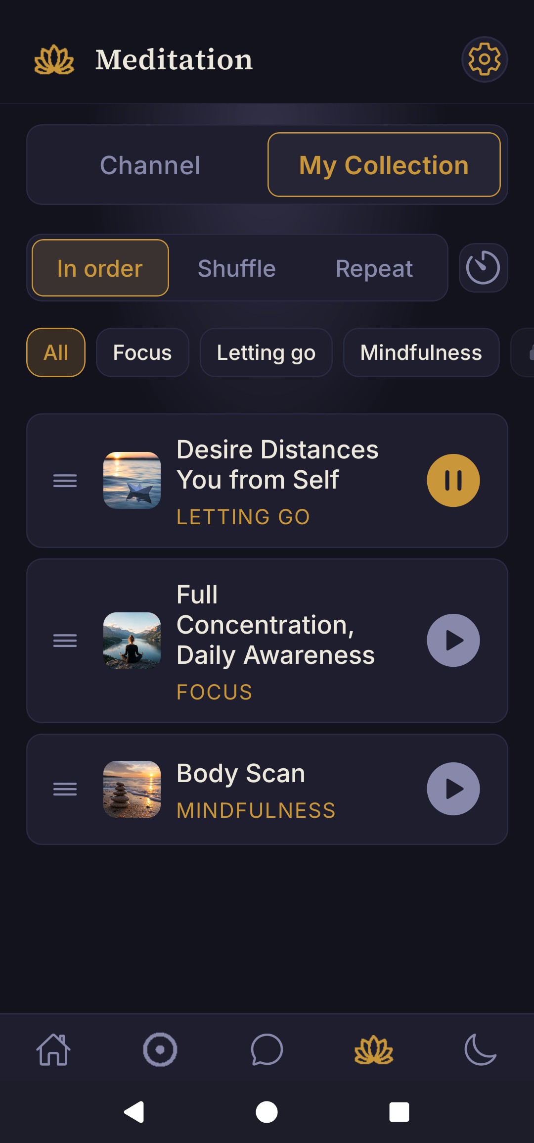 Wildflower meditation collection screen