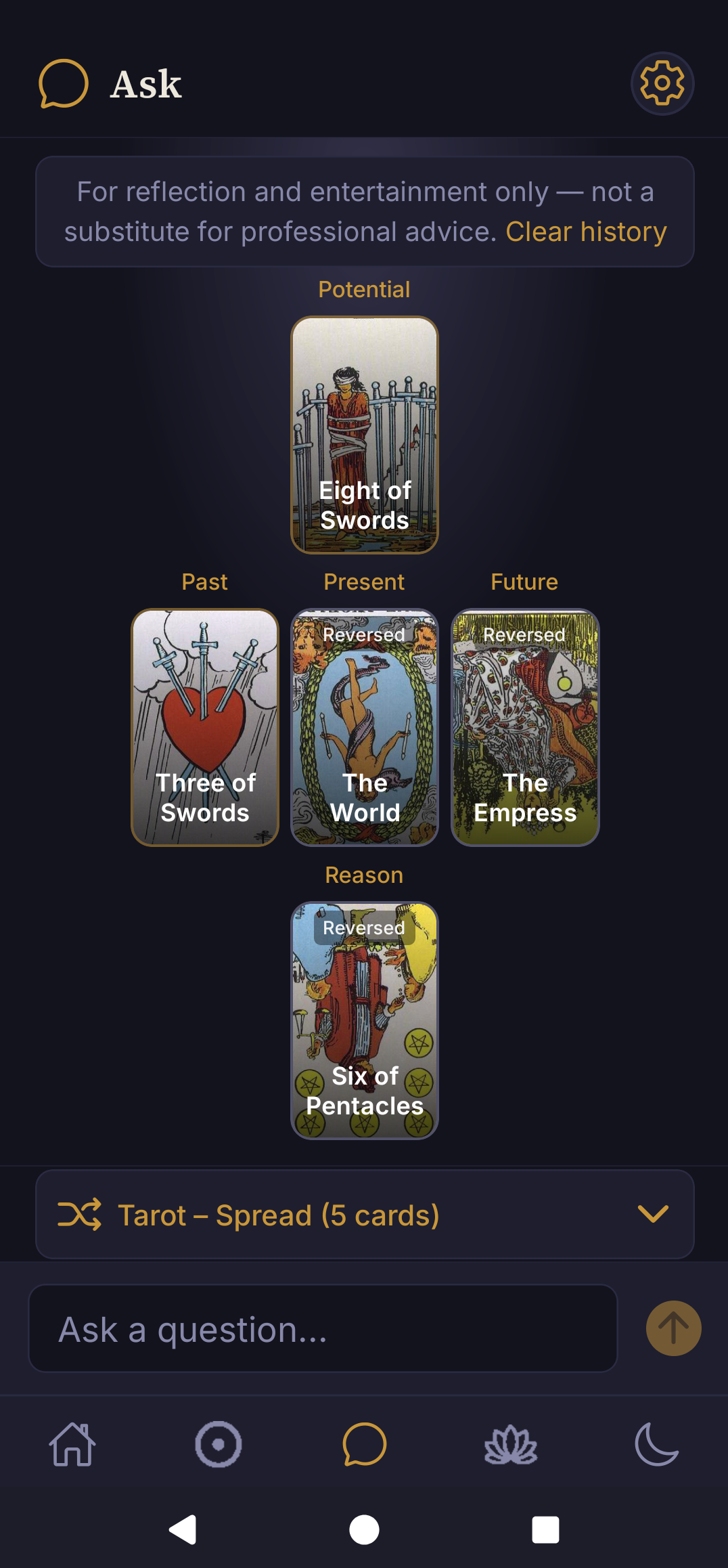 Wildflower five-card tarot spread